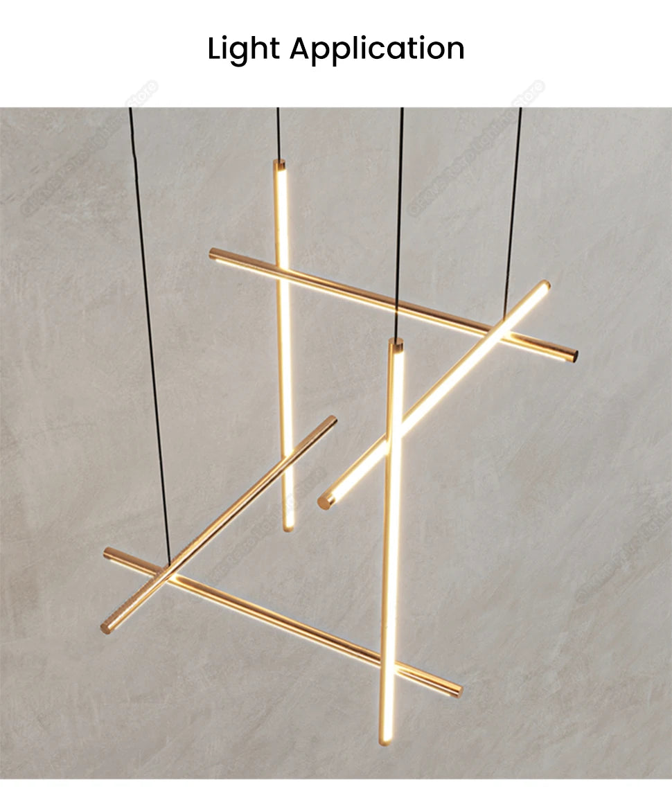 Modern Linear LED Ceiling Chandelier Italy Designer Suspended Hanging Lamp For Hotel Decoration Dinning Room Chandelier