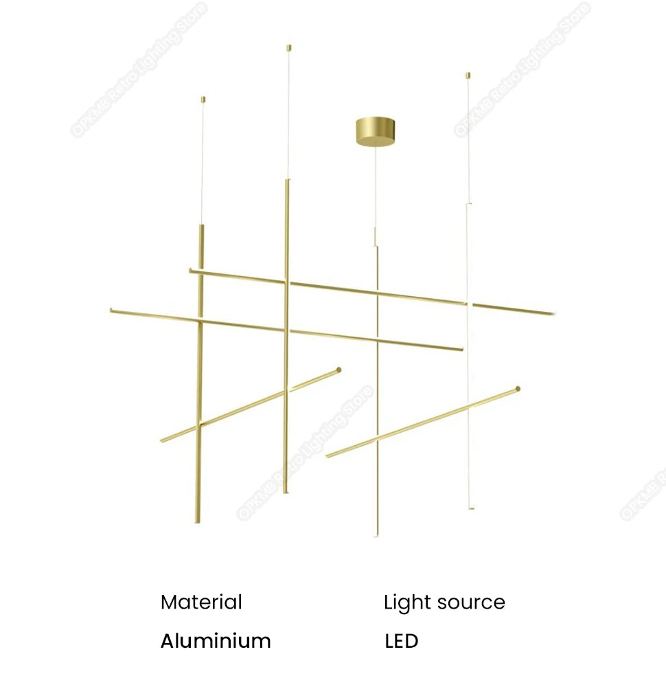 Modern Linear LED Ceiling Chandelier Italy Designer Suspended Hanging Lamp For Hotel Decoration Dinning Room Chandelier