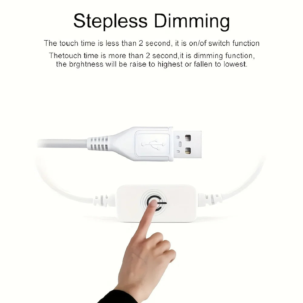 Touch-Activated LED Strip Lights - 1 Roll, USB Powered, Flexible Tape for Kitchen & Bathroom Decor, White Light