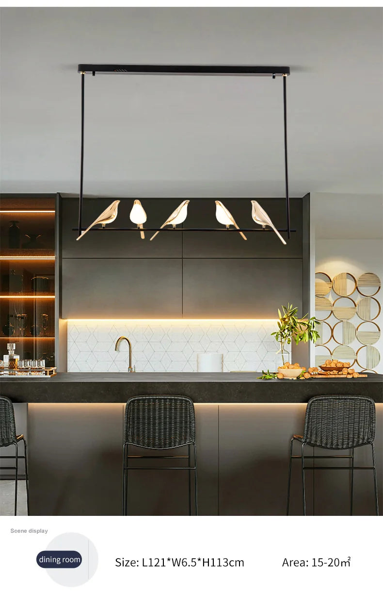 FKL Modern Bird Gold Chandelier Art Magpie LED For Living Room Dining Bedroom Home Decoration Indoor Lighting Fixtures