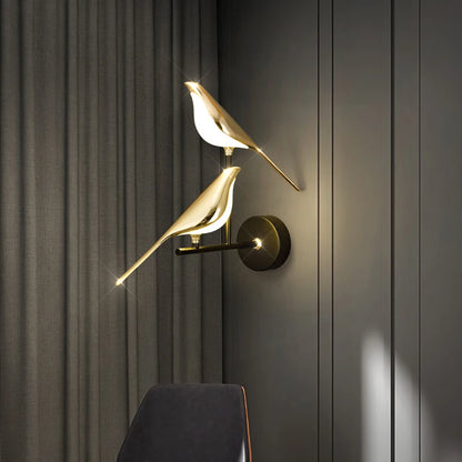 FKL Modern Bird Gold Chandelier Art Magpie LED For Living Room Dining Bedroom Home Decoration Indoor Lighting Fixtures
