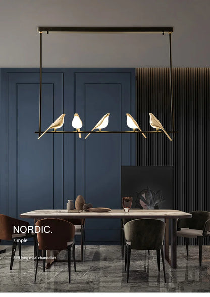 FKL Modern Bird Gold Chandelier Art Magpie LED For Living Room Dining Bedroom Home Decoration Indoor Lighting Fixtures
