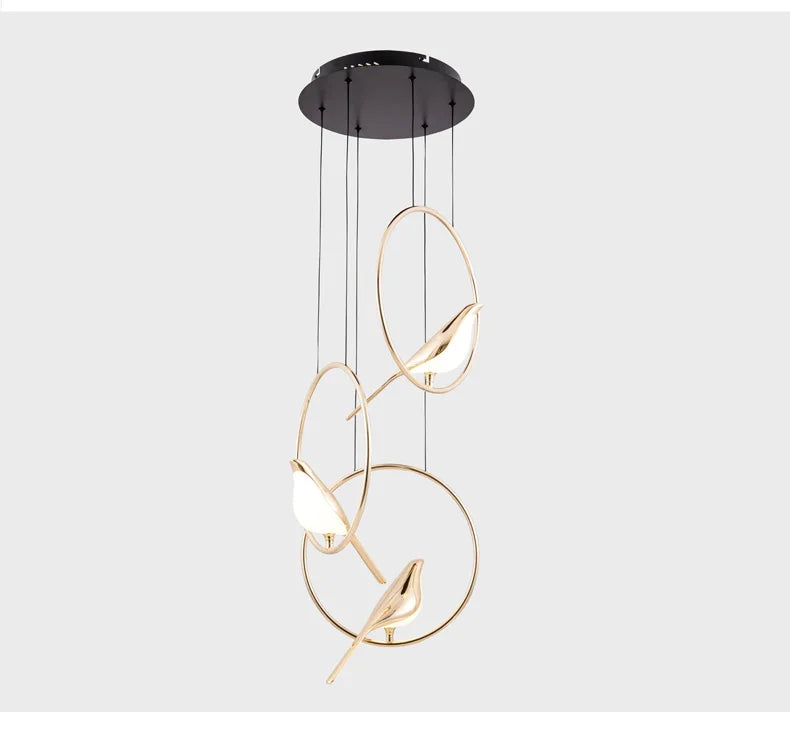FKL Modern Bird Gold Chandelier Art Magpie LED For Living Room Dining Bedroom Home Decoration Indoor Lighting Fixtures