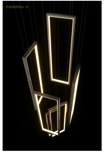 Modern Stair Led Chandeliers Lighting Home Decor Living Room Pendant Lights Duplex Villa Lamparas Loft Hanging Lamp Luminaria