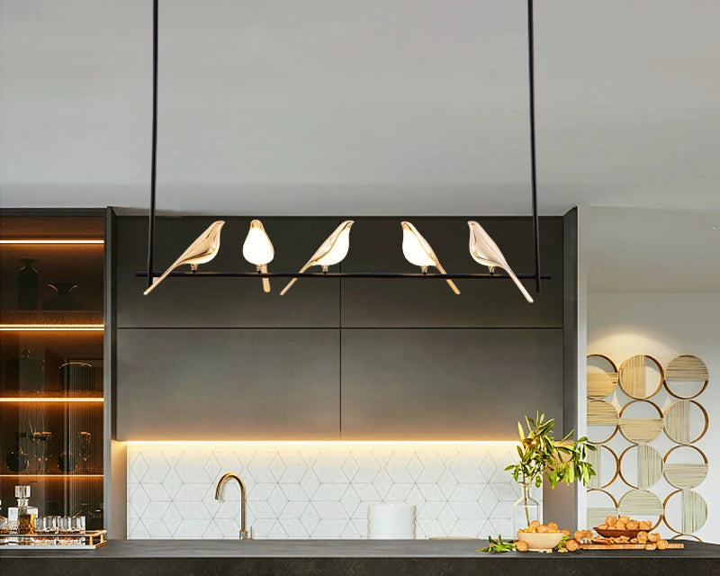 FKL Modern Bird Gold Chandelier Art Magpie LED For Living Room Dining Bedroom Home Decoration Indoor Lighting Fixtures