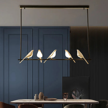FKL Modern Bird Gold Chandelier Art Magpie LED For Living Room Dining Bedroom Home Decoration Indoor Lighting Fixtures