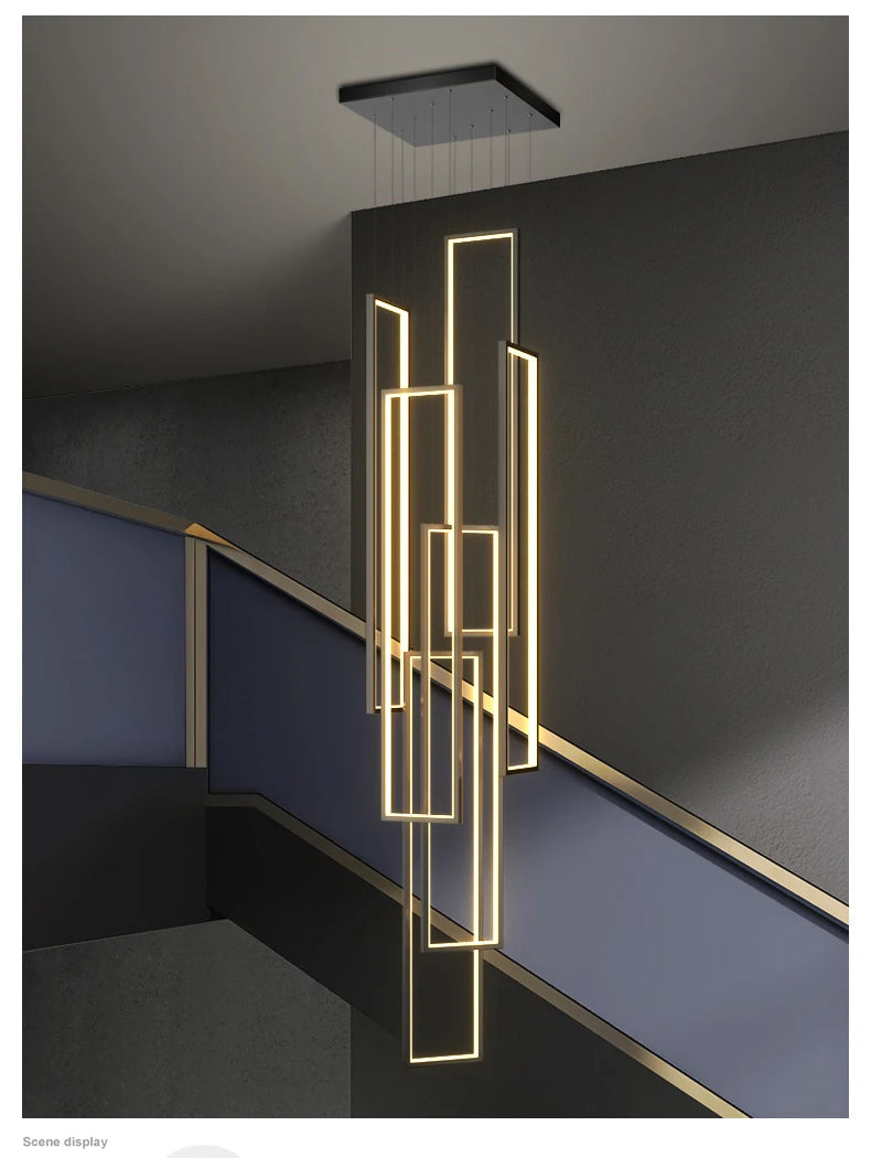 Modern Stair Led Chandeliers Lighting Home Decor Living Room Pendant Lights Duplex Villa Lamparas Loft Hanging Lamp Luminaria