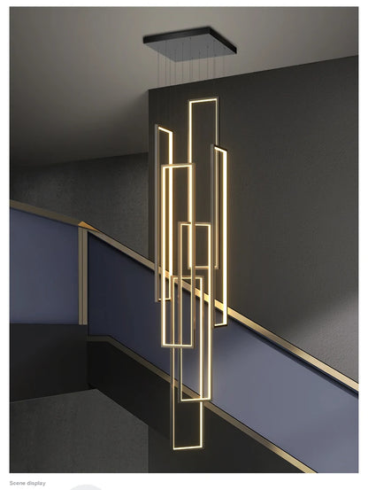 Modern Stair Led Chandeliers Lighting Home Decor Living Room Pendant Lights Duplex Villa Lamparas Loft Hanging Lamp Luminaria