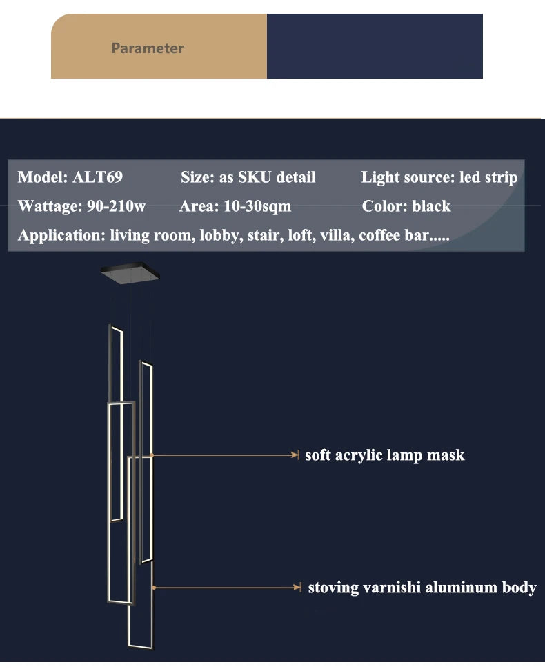 Modern Stair Led Chandeliers Lighting Home Decor Living Room Pendant Lights Duplex Villa Lamparas Loft Hanging Lamp Luminaria