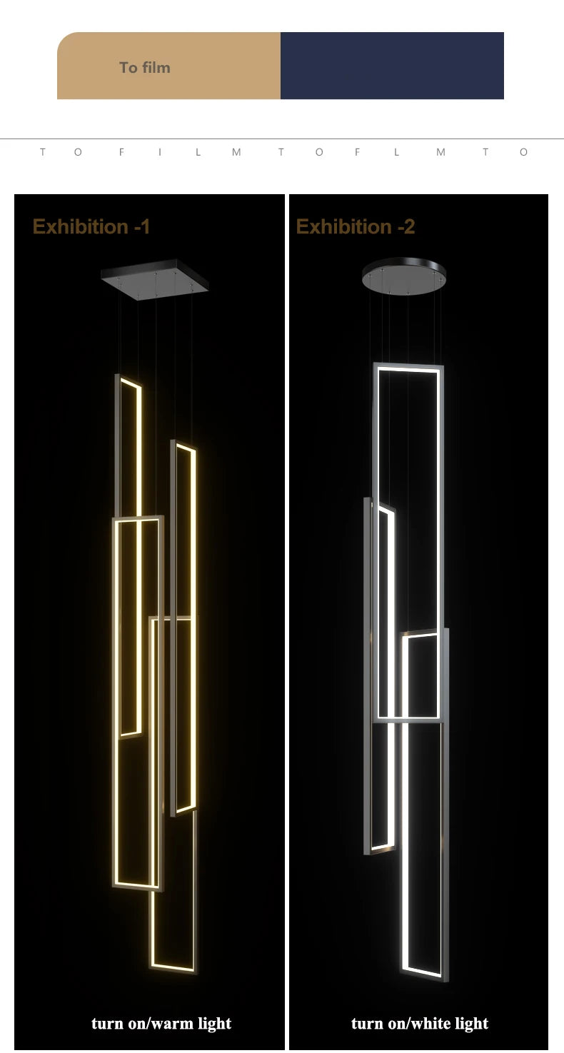 Modern Stair Led Chandeliers Lighting Home Decor Living Room Pendant Lights Duplex Villa Lamparas Loft Hanging Lamp Luminaria