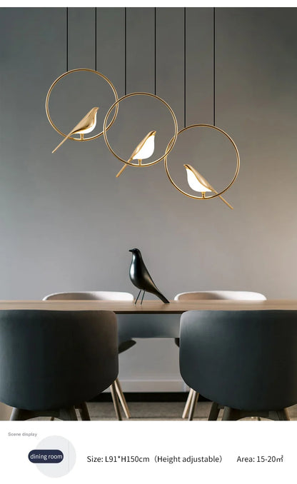 FKL Modern Bird Gold Chandelier Art Magpie LED For Living Room Dining Bedroom Home Decoration Indoor Lighting Fixtures