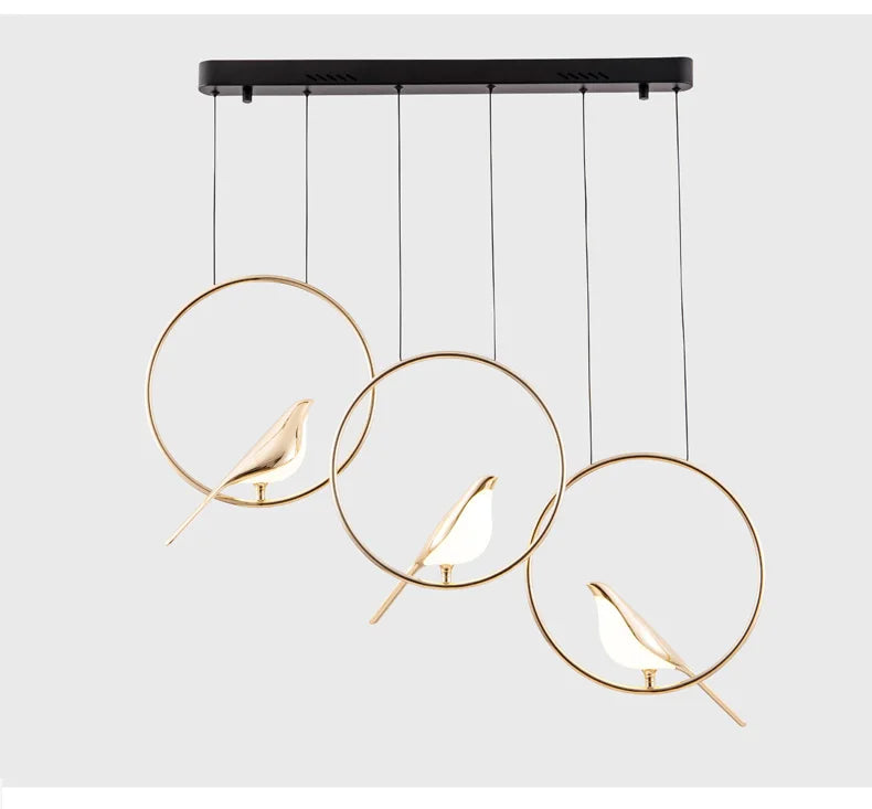 FKL Modern Bird Gold Chandelier Art Magpie LED For Living Room Dining Bedroom Home Decoration Indoor Lighting Fixtures