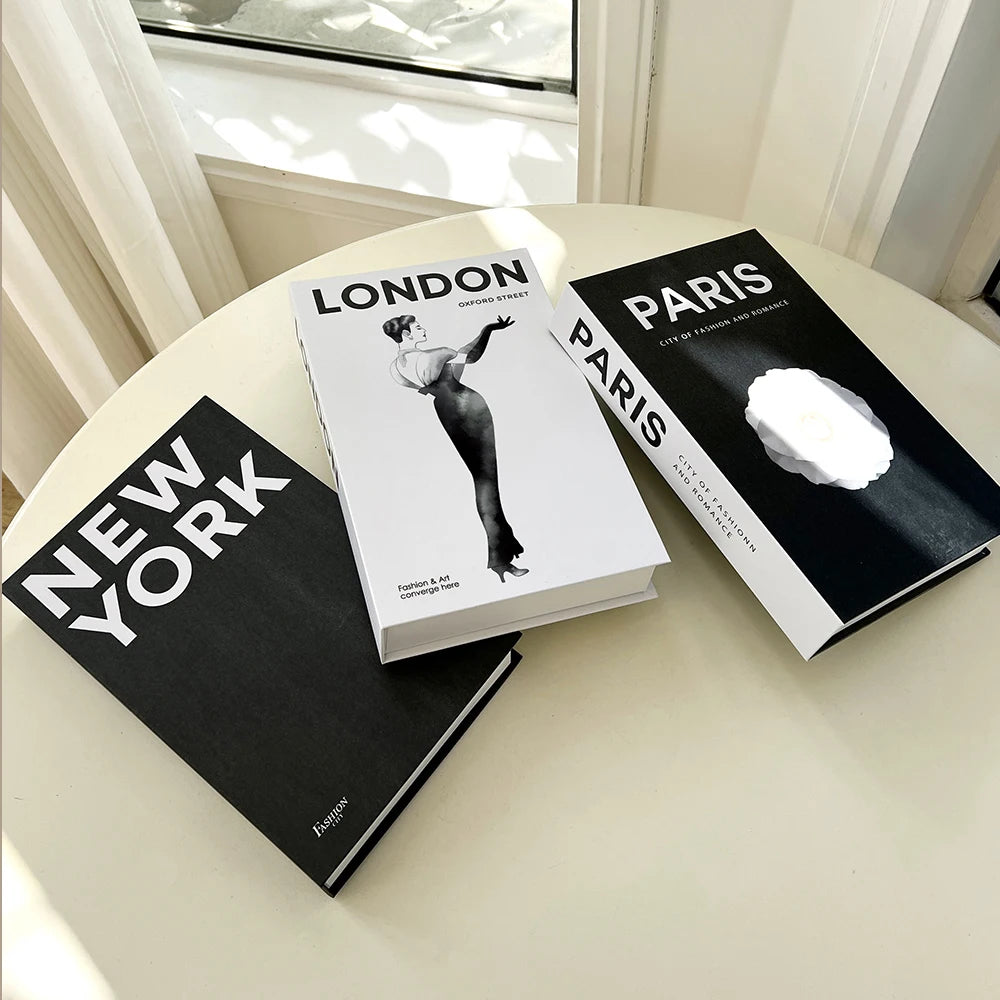 Fashion Citys Fake Books for Decoration Coffee Table Modern Home Decoration Books Simplicity Display Book Paris London New York