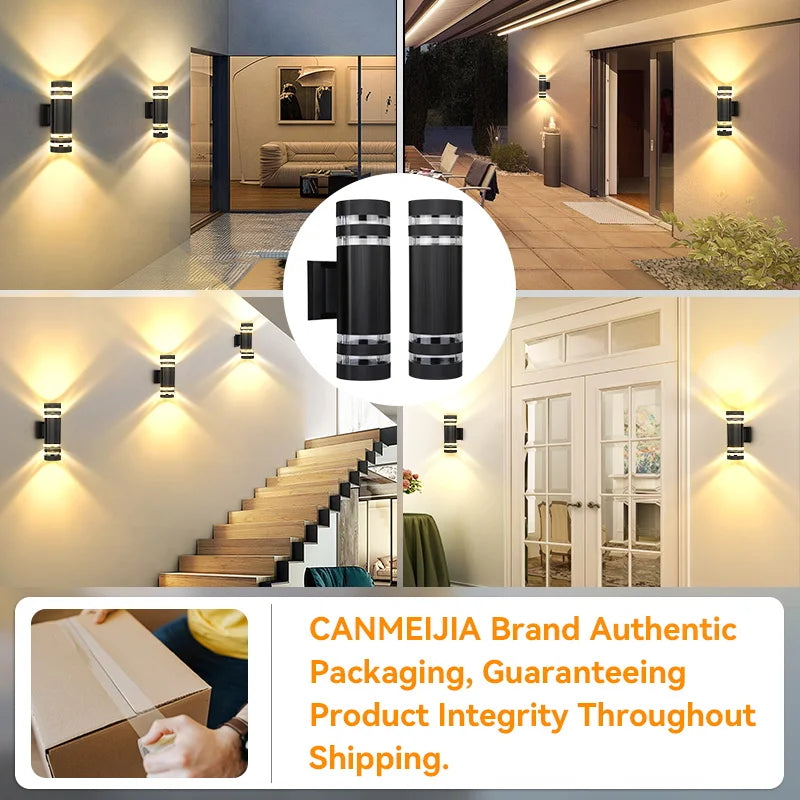 Outdoor Wall Light Up Down LED Wall Lamp Replaceable Bulb Porch Light Waterproof Exterior Sconce Light for Balcony Garden Stair