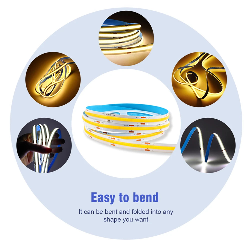 COB LED Strip Light DC 12V/24V Diode String Decoration Living Room indoor Background Night Light Flexible Decor Lighting Lamp