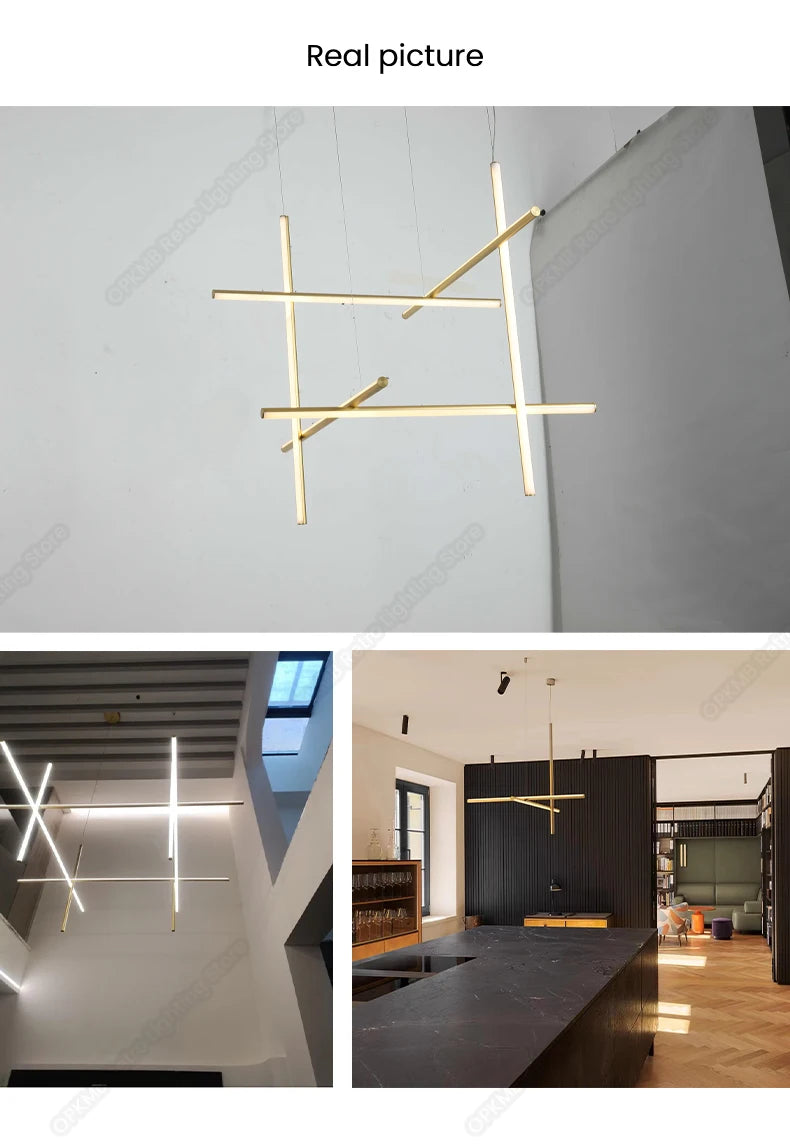 Modern Linear LED Ceiling Chandelier  Italy Designer Suspended Hanging Lamp For Hotel Decoration Dinning Room Chandelier