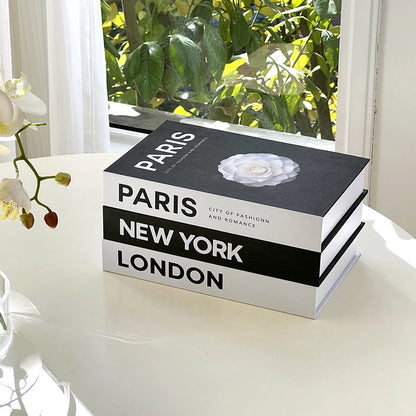 Fashion Citys Fake Books for Decoration Coffee Table Modern Home Decoration Books Simplicity Display Book Paris London New York