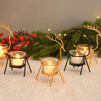 Christmas Reindeer Candle Holders Deer Iron Tealight Candlestick Xmas Decoration For Home Table Ornaments Navidad New Year Gifts