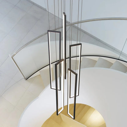 Modern Stair Led Chandeliers Lighting Home Decor Living Room Pendant Lights Duplex Villa Lamparas Loft Hanging Lamp Luminaria