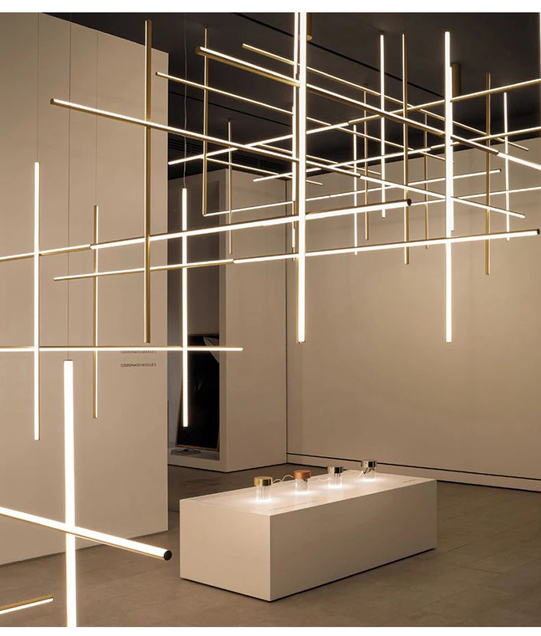 Modern Linear LED Ceiling Chandelier  Italy Designer Suspended Hanging Lamp For Hotel Decoration Dinning Room Chandelier