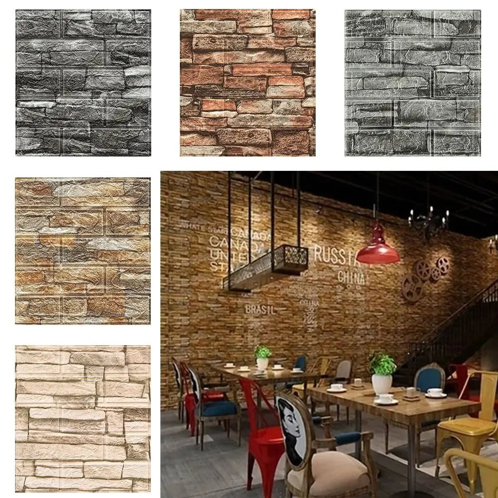 35x38cm 3D Wall Stickers Antique Foam Brick Wallpaper Wall Sticker Bedroom Home Decor Self Adhesive DIY Living Room Wallpaper