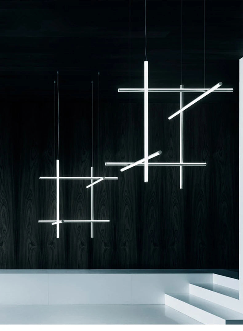 Modern Linear LED Ceiling Chandelier  Italy Designer Suspended Hanging Lamp For Hotel Decoration Dinning Room Chandelier