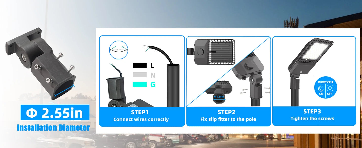 LED Parking Lot Lights with Dusk to Dawn Slip Fitter, Led Parking Lot Lights Outdoor