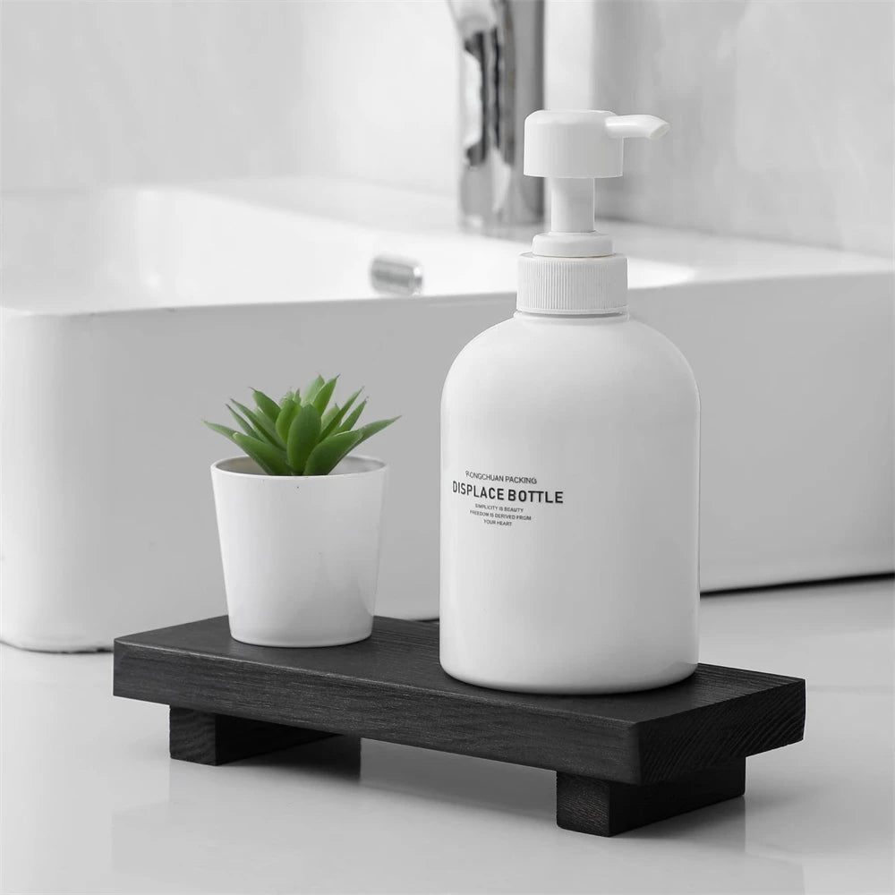 Small Wood Tray Display Stand Farmhouse Bathroom Decor Wooden Soap Pedestal Riser Kitchen Dish Holder for Vanity Counter Sink