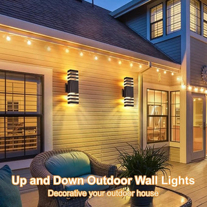 Outdoor Wall Light Up Down LED Wall Lamp Replaceable Bulb Porch Light Waterproof Exterior Sconce Light for Balcony Garden Stair