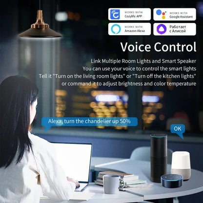 Cozylife WiFi Smart LED E14 Light Bulb RGB Bulb 5/7/9W Candle Light APP Link Alexa Google Assistant Voice On/Off Indoor Lighting