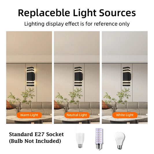 Outdoor Wall Light Up Down LED Wall Lamp Replaceable Bulb Porch Light Waterproof Exterior Sconce Light for Balcony Garden Stair