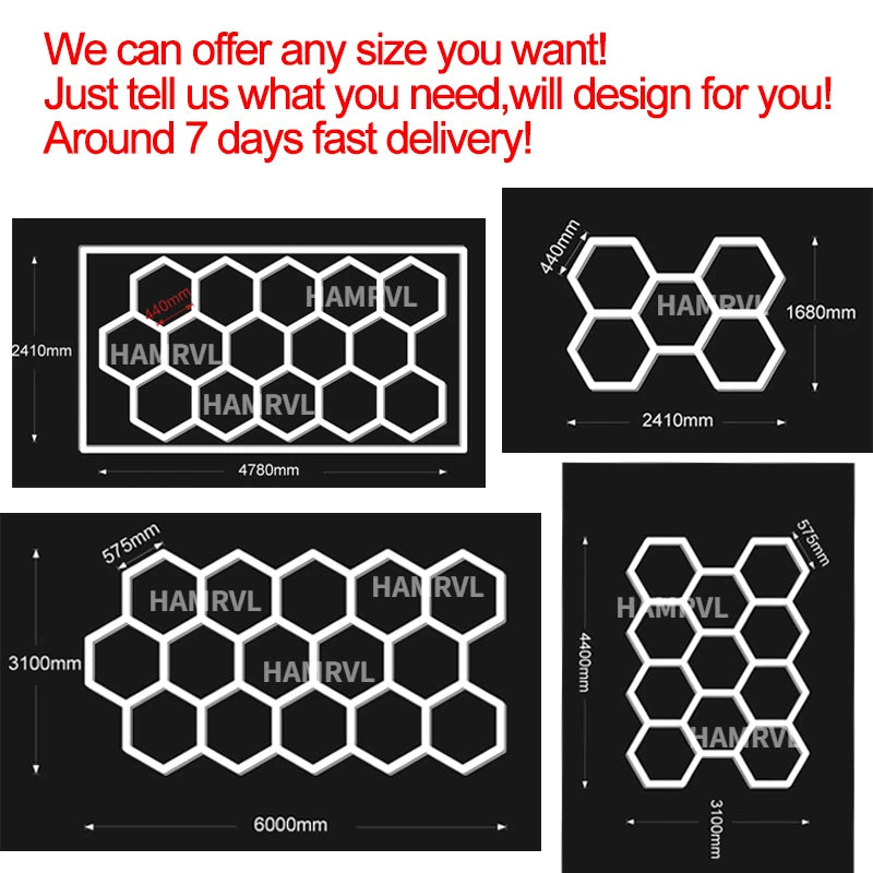 Garage Light Hexagon Lights lamp 110V-240V Led Tube Honeycomb Ceiling Lighting For Auto Car Body Repair Led Workshop Cutomized