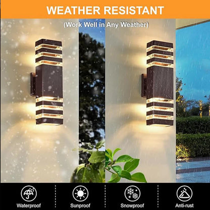 Outdoor Wall Light Up Down LED Wall Lamp Replaceable Bulb Porch Light Waterproof Exterior Sconce Light for Balcony Garden Stair
