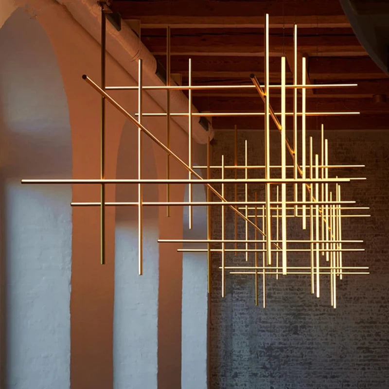 Modern Linear LED Ceiling Chandelier  Italy Designer Suspended Hanging Lamp For Hotel Decoration Dinning Room Chandelier