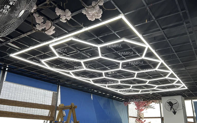 Garage Light Hexagon Lights lamp 110V-240V Led Tube Honeycomb Ceiling Lighting For Auto Car Body Repair Led Workshop Cutomized