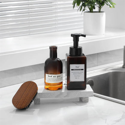 Small Wood Tray Display Stand Farmhouse Bathroom Decor Wooden Soap Pedestal Riser Kitchen Dish Holder for Vanity Counter Sink