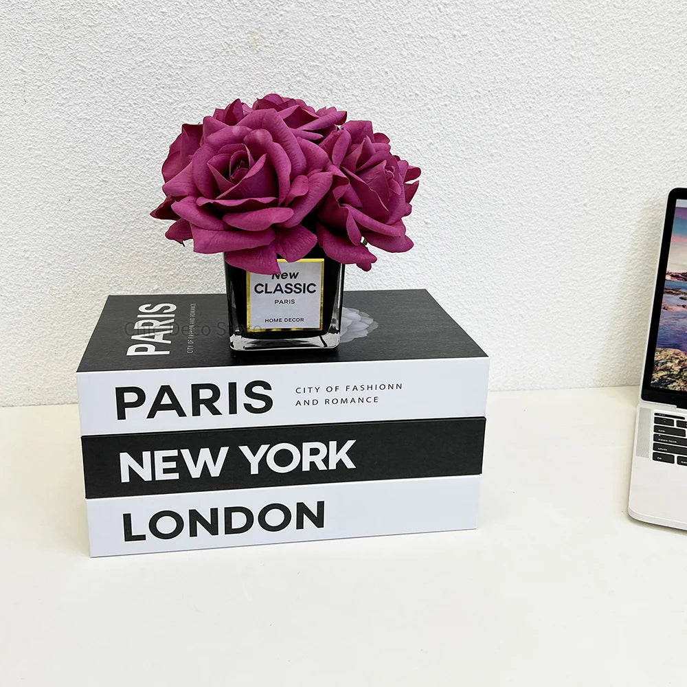 Fashion Citys Fake Books for Decoration Coffee Table Modern Home Decoration Books Simplicity Display Book Paris London New York