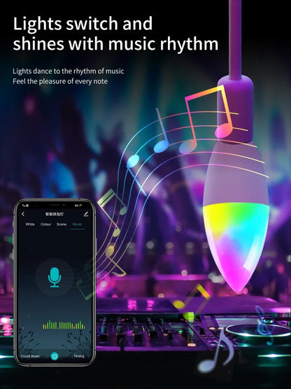 Cozylife WiFi Smart LED E14 Light Bulb RGB Bulb 5/7/9W Candle Light APP Link Alexa Google Assistant Voice On/Off Indoor Lighting