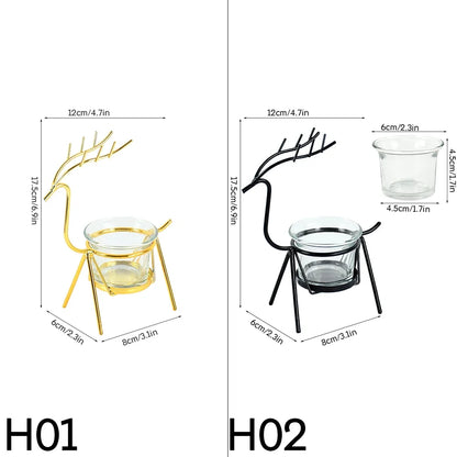 Christmas Reindeer Candle Holders Deer Iron Tealight Candlestick Xmas Decoration For Home Table Ornaments Navidad New Year Gifts