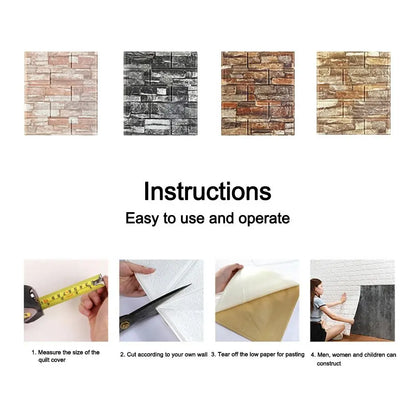 35x38cm 3D Wall Stickers Antique Foam Brick Wallpaper Wall Sticker Bedroom Home Decor Self Adhesive DIY Living Room Wallpaper