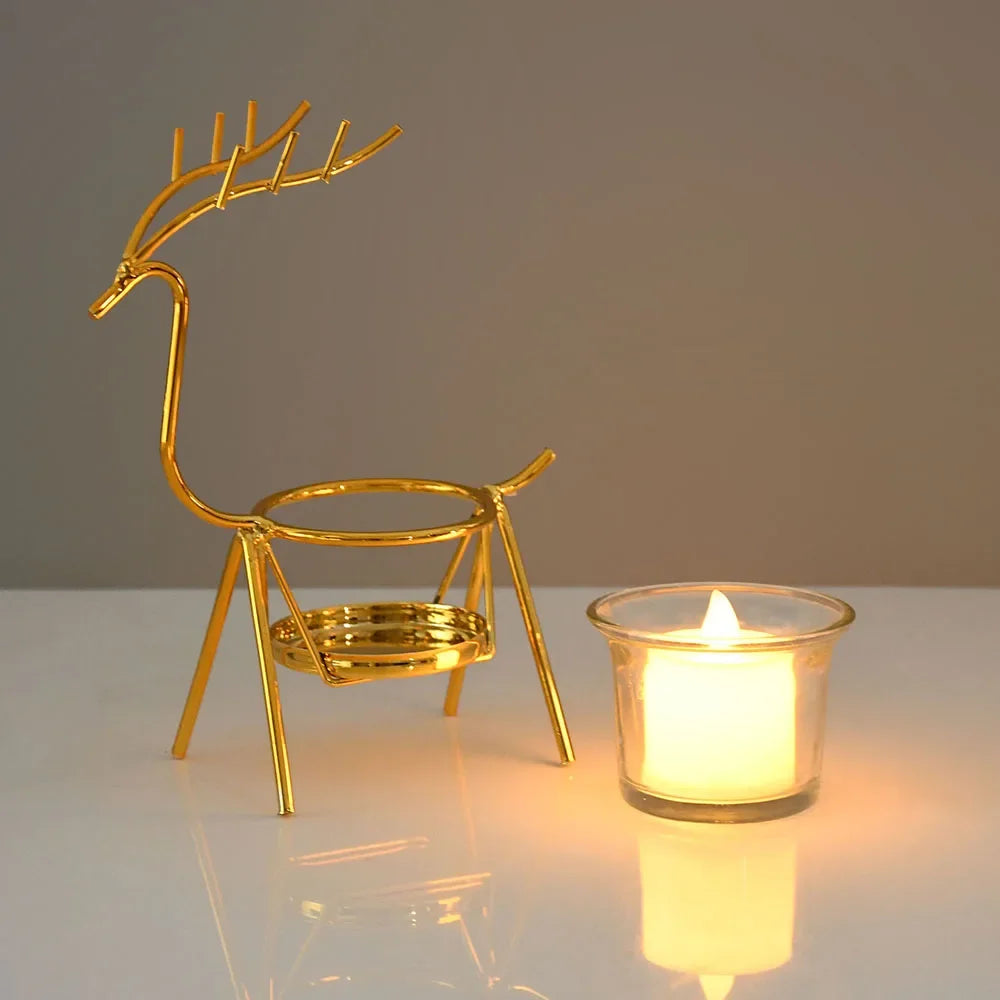 Christmas Reindeer Candle Holders Deer Iron Tealight Candlestick Xmas Decoration For Home Table Ornaments Navidad New Year Gifts