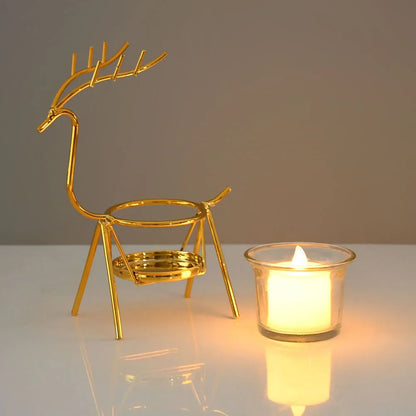 Christmas Reindeer Candle Holders Deer Iron Tealight Candlestick Xmas Decoration For Home Table Ornaments Navidad New Year Gifts