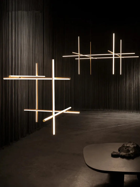 Modern Linear LED Ceiling Chandelier  Italy Designer Suspended Hanging Lamp For Hotel Decoration Dinning Room Chandelier