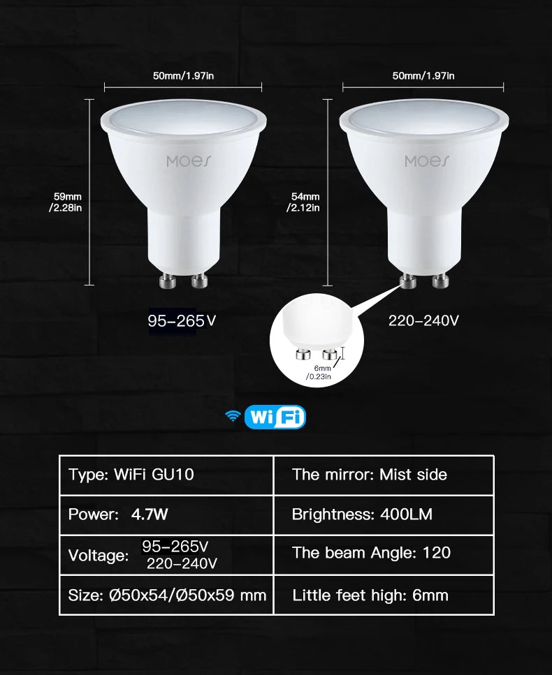 MOES Tuya ZigBee GU10 WIFI Smart LED Bulbs RGB C+W White Dimmable Lamps Smart Life APP Control Light Bulbs Voice Alexa/Google