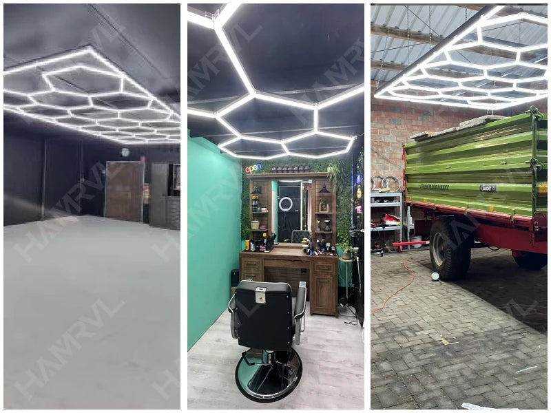 Garage Light Hexagon Lights lamp 110V-240V Led Tube Honeycomb Ceiling Lighting For Auto Car Body Repair Led Workshop Cutomized