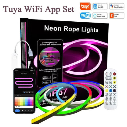 DC5V USB Neon RGB Strip LED Light Tuya WiFi Smart Strip Light IP67 Waterproof RGB DIY Flexible Tape Dream 16 Color For Alexa