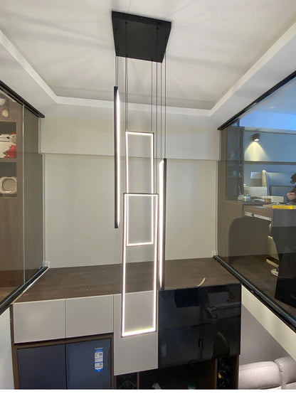 Modern Stair Led Chandeliers Lighting Home Decor Living Room Pendant Lights Duplex Villa Lamparas Loft Hanging Lamp Luminaria