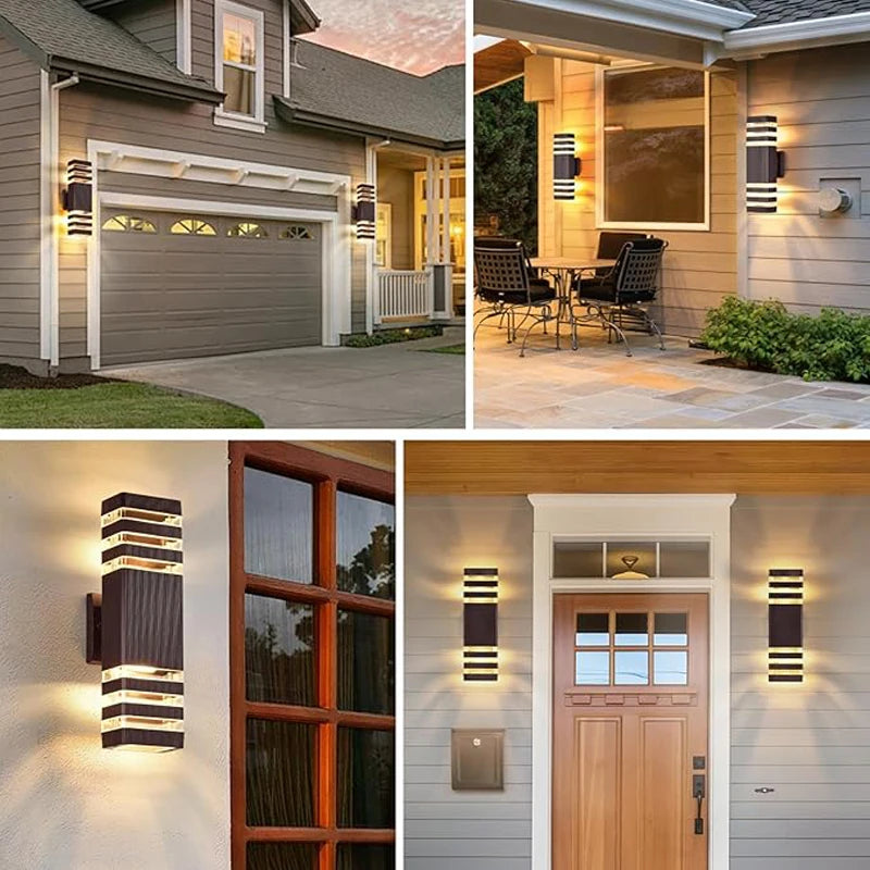 Outdoor Wall Light Up Down LED Wall Lamp Replaceable Bulb Porch Light Waterproof Exterior Sconce Light for Balcony Garden Stair