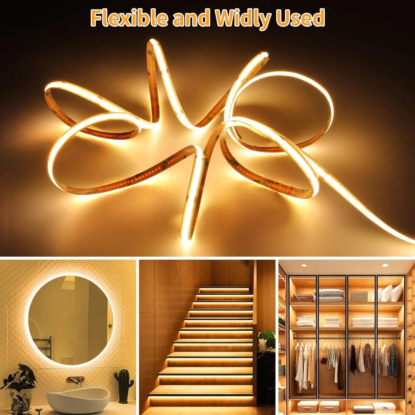 COB LED Strip Light DC 12V/24V Diode String Decoration Living Room indoor Background Night Light Flexible Decor Lighting Lamp