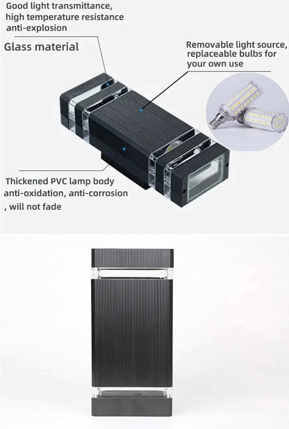 Outdoor Wall Light Up Down LED Wall Lamp Replaceable Bulb Porch Light Waterproof Exterior Sconce Light for Balcony Garden Stair